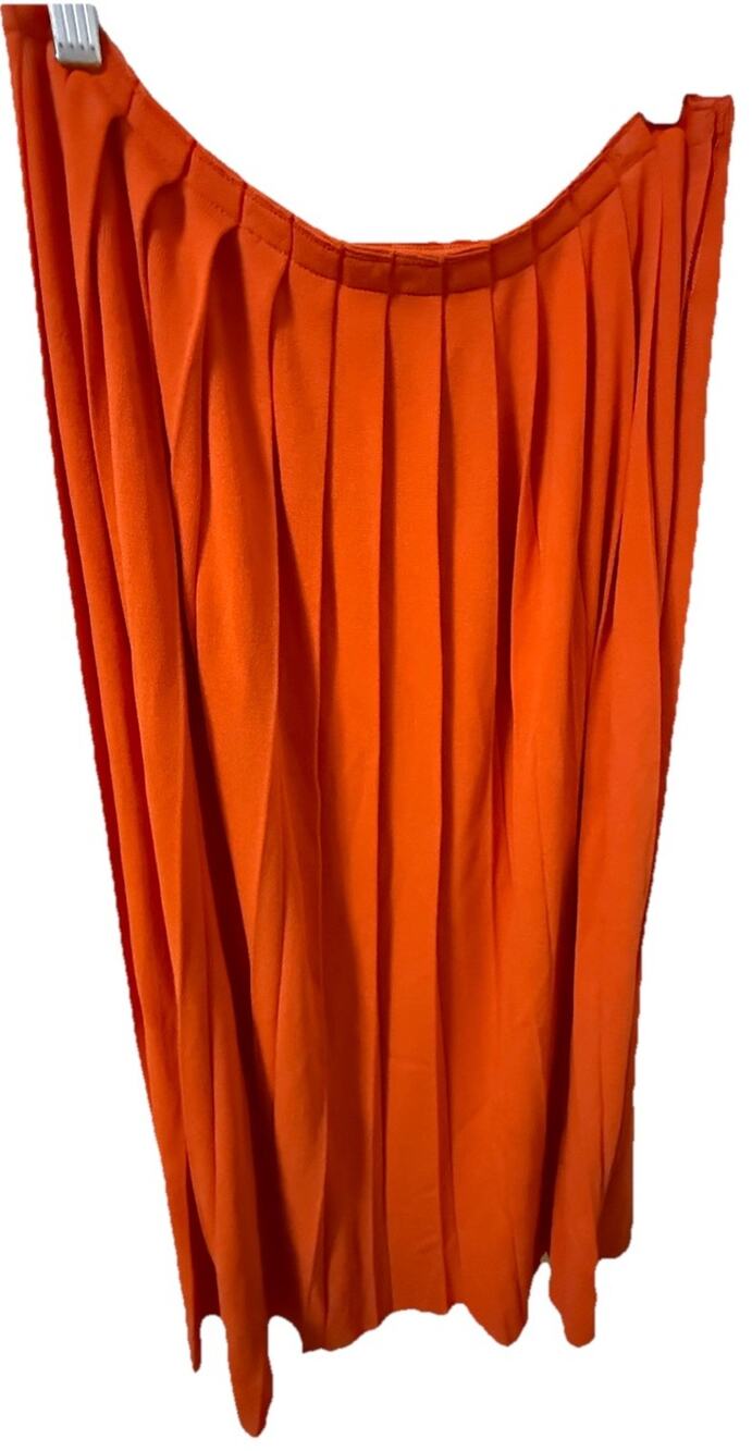 NWT J.CREW Woman’s Orange Pleated Midi Skirt Career Academia Classy Heavy Small